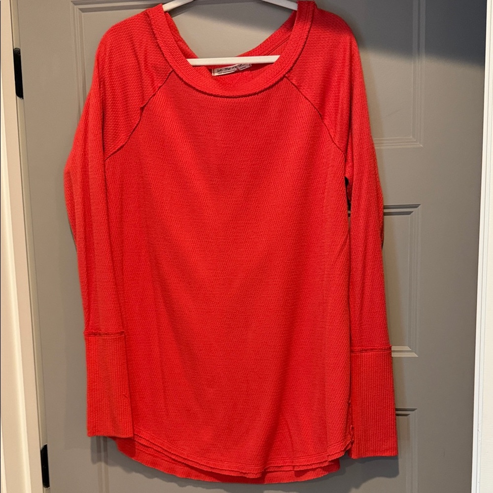 We The Free Vibrant Red Long Sleeve Top